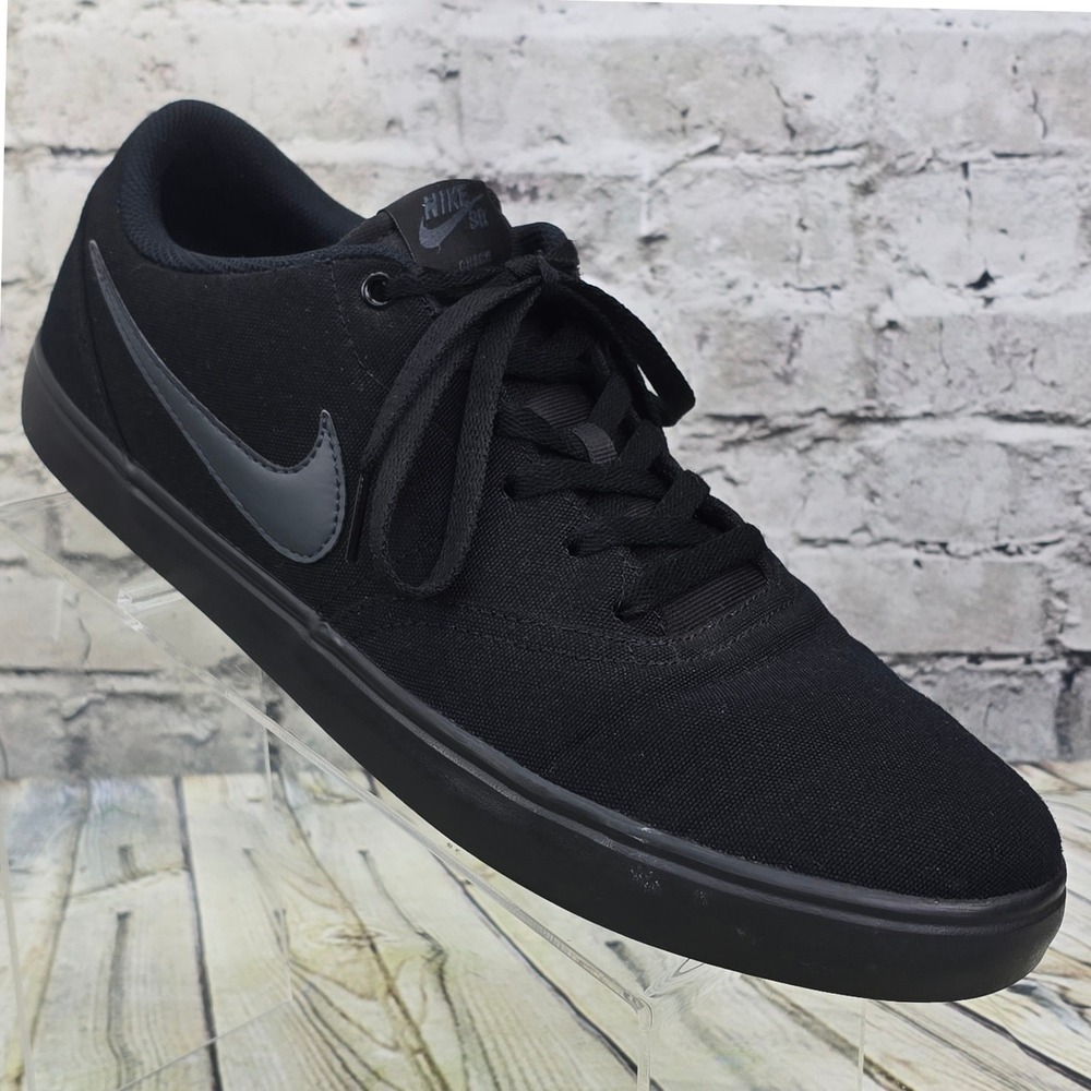 Nike SB Check Solarsoft Sneakers Mens 13 Black Canvas Skate Shoes 843896-002